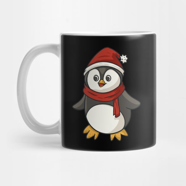 Penguin Wearing Santa Hat And Scarf Christmas Xmas by fromherotozero